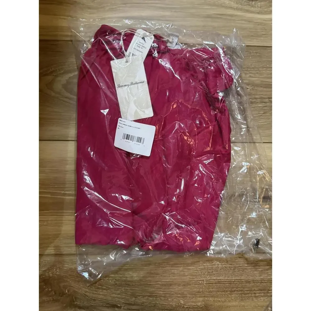 NWT! Tommy Bahama Agua Amara Long Sleeve Peasant Top in Pink Papaya Size XS - Picture 2 of 4